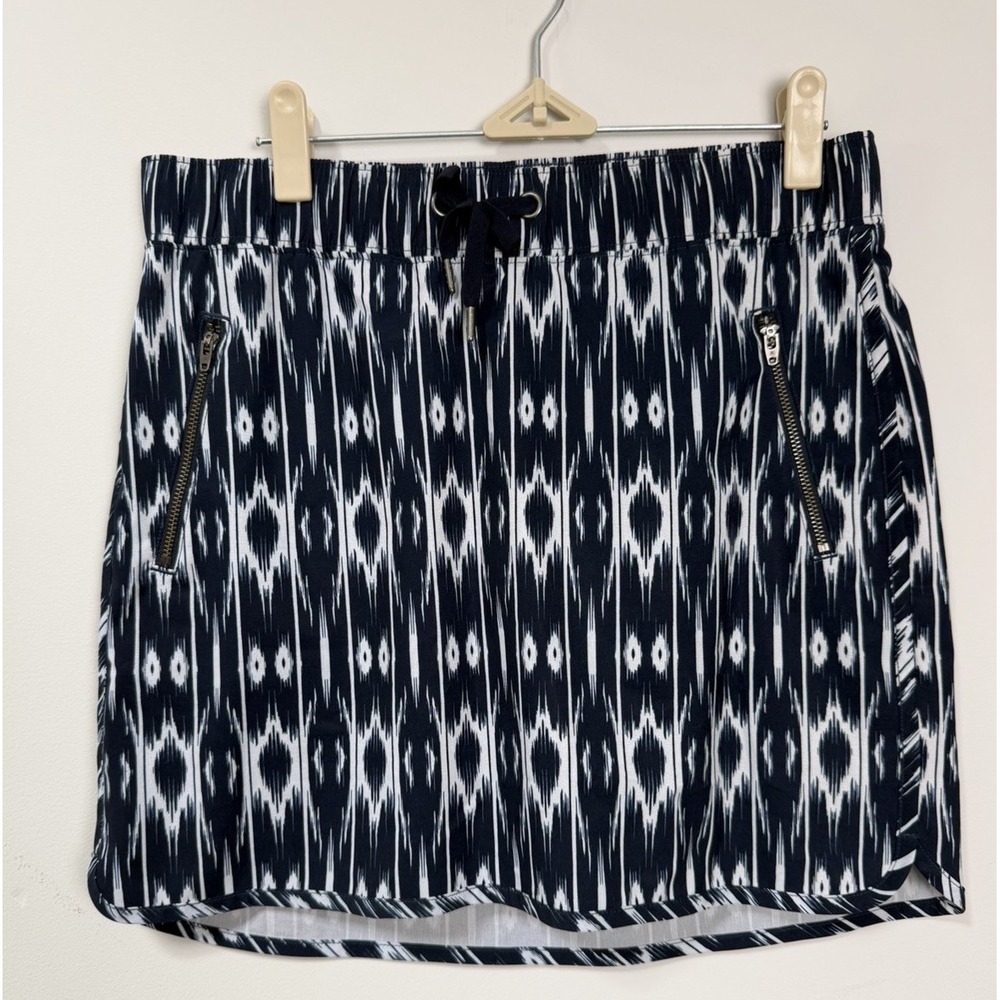 Athleta Golf Tennis Skort Small Blue White Abstract Print Elastic Waist Pockets
